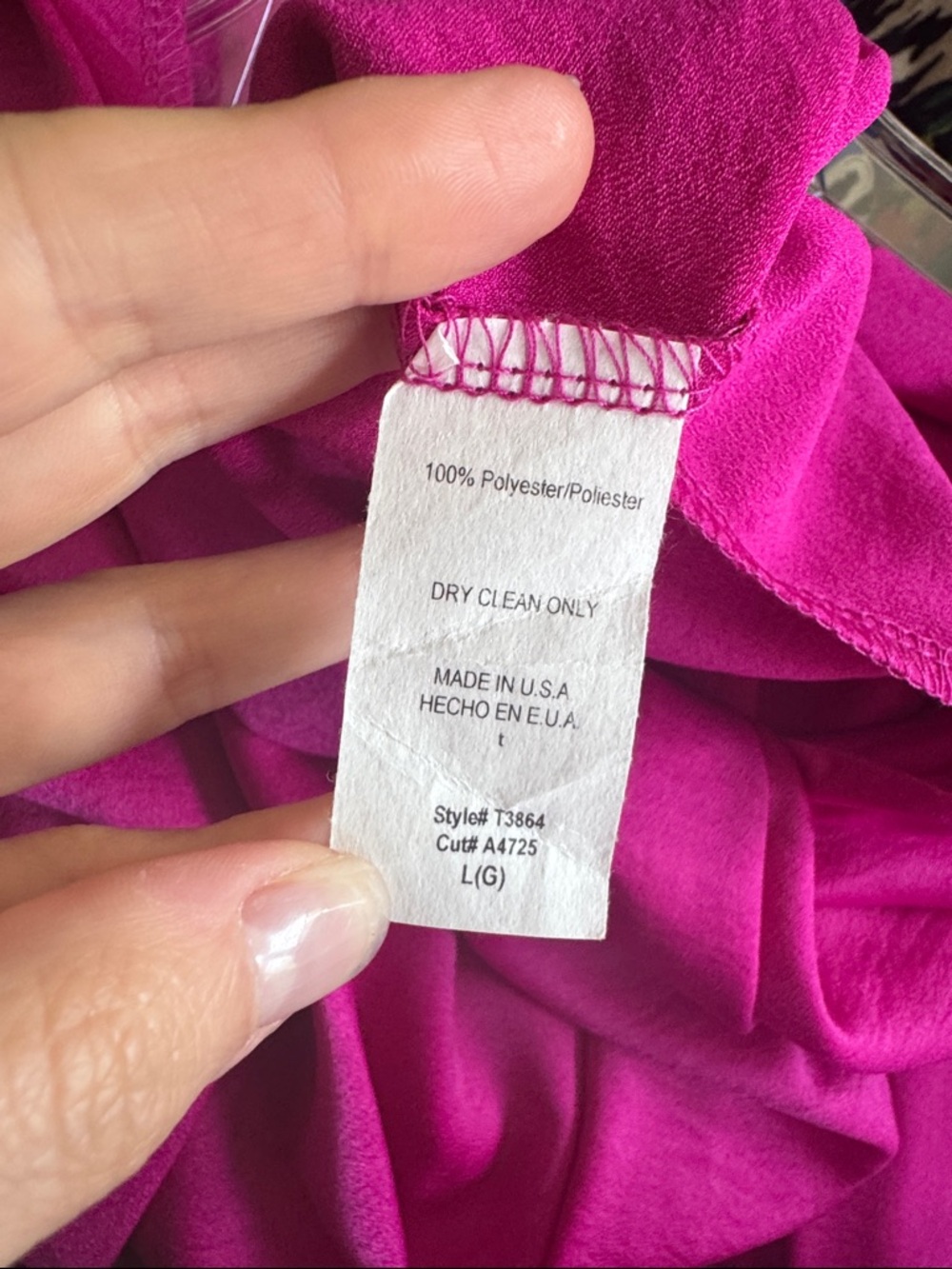 Magenta Fuchsia Long-Sleeve Tie-Neck Blouse - Picture 5 of 5